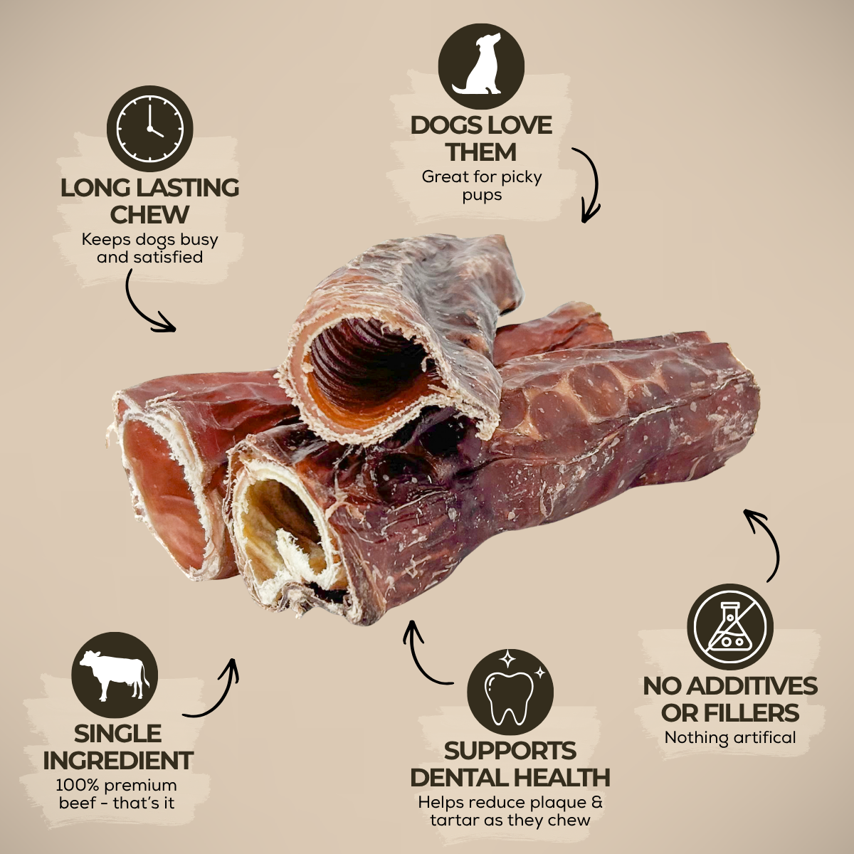 6 Inch Trachea Wrapped in Jerky-3