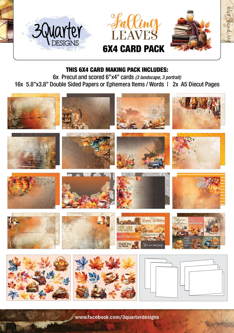 3Quarter Designs Falling Leaves 6x4 Card Pack-1