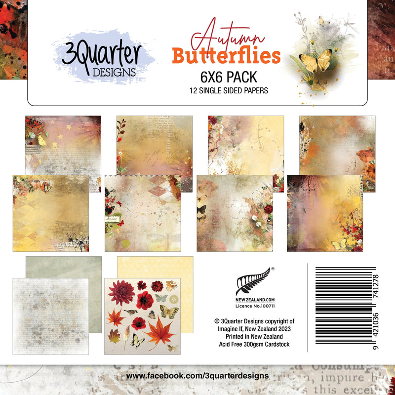 3Quarter Designs - 6" X 6" Paper Pack - Autumn Butterfly-1