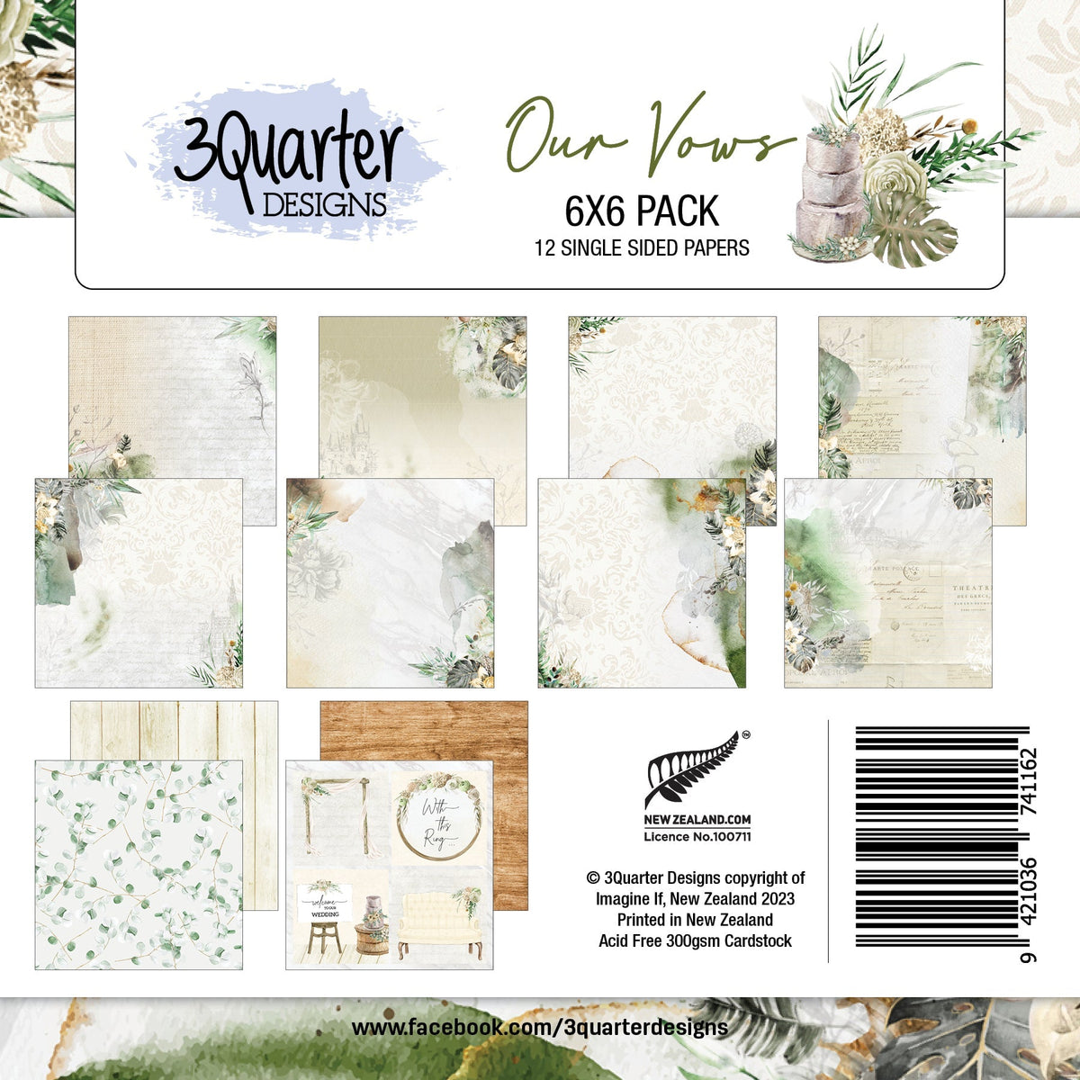 3Quarter Designs - 6" X 6" Paper Pack - Our Vows-1