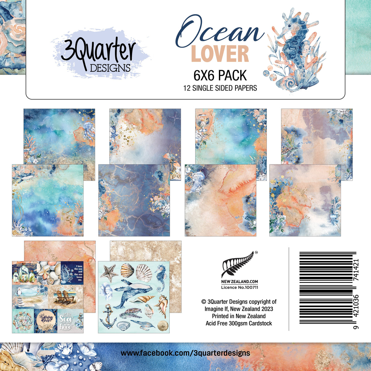 3Quarter Designs - Ocean Lovers - Paper Pad  6 x 6-1