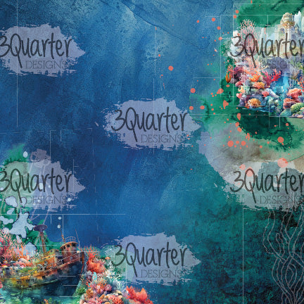 3Quarter Designs Royaume de Poséidon Pack de papiers 6x6-8