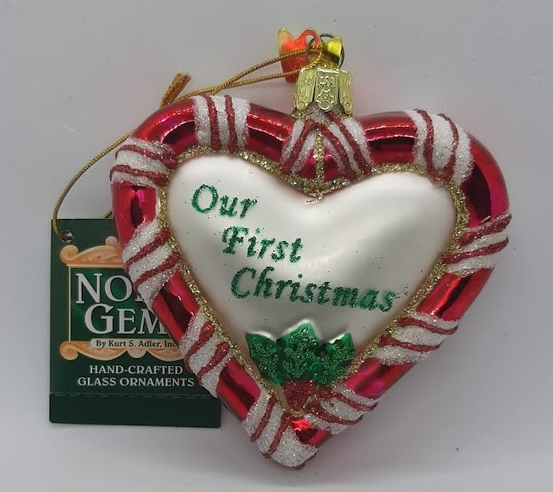 First Christmas Glass Heart Ornament-1