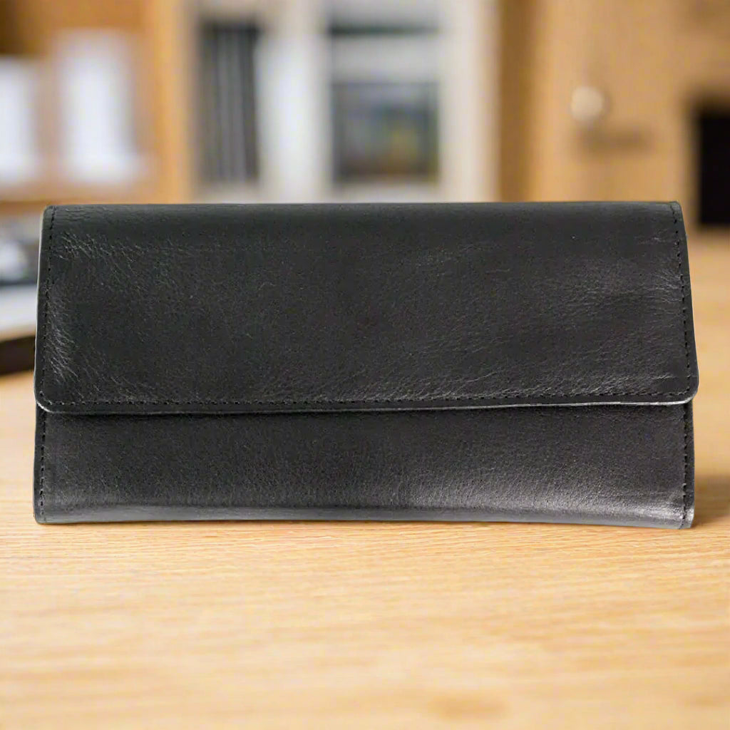 JBG International Women's Wing Flap Trifold Leather Wallet-1