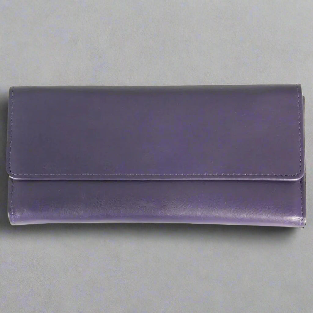 JBG International Women's Wing Flap Trifold Leather Wallet-3