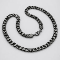 Unisex 24" Black IP Stainless Steel Cuban Link Chain Necklace. Rugged Biker Style-1