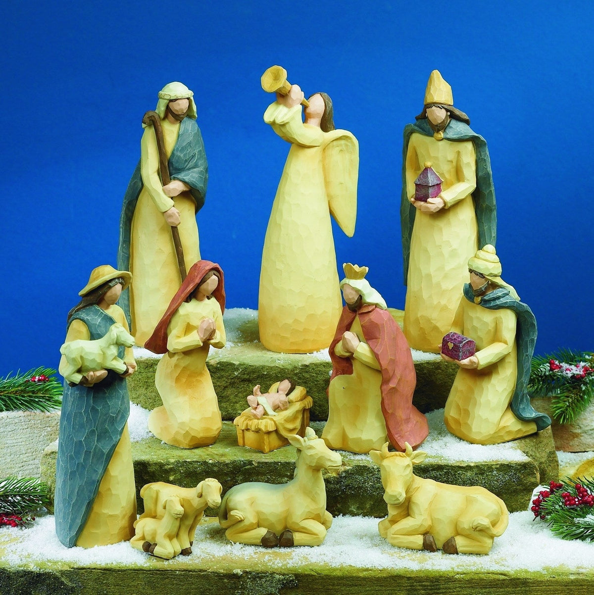 11 Piece Folk Art Nativity Set-1
