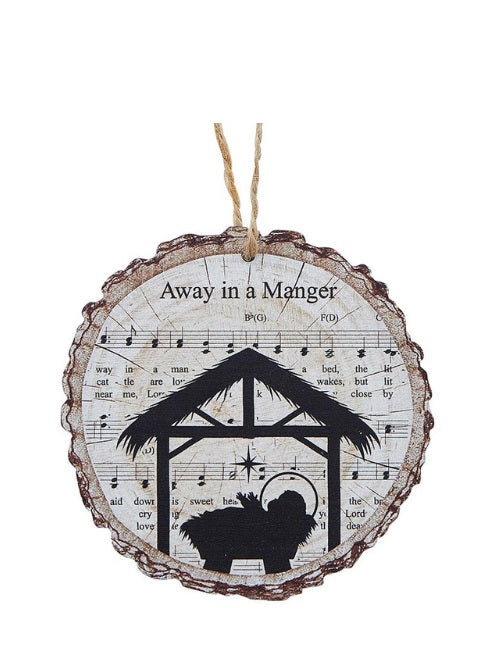 Away In A Manger Wood Slice Ornament-1