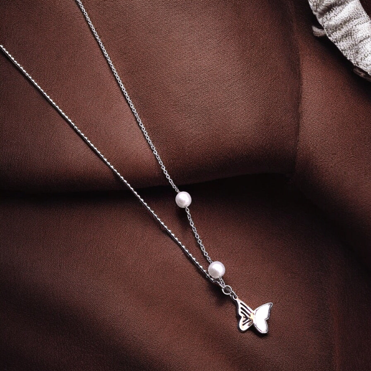 Butterfly Stainless Steel Necklace Pendants With Long Chain-3
