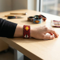 Beaded Cuff Bracelet(Red)-1