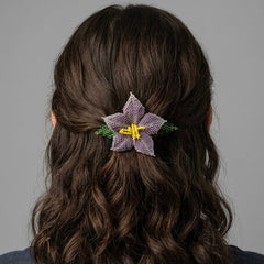 Dusty Lavender Ember Bloom Beaded Hair Barrette-2