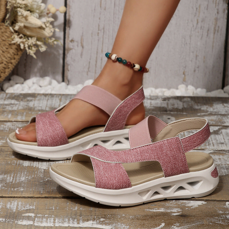 Women's Cloth Platform Beach Sandals-6