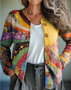 Women's Printed 3D-Effect Knitted Cardigan Coat-7