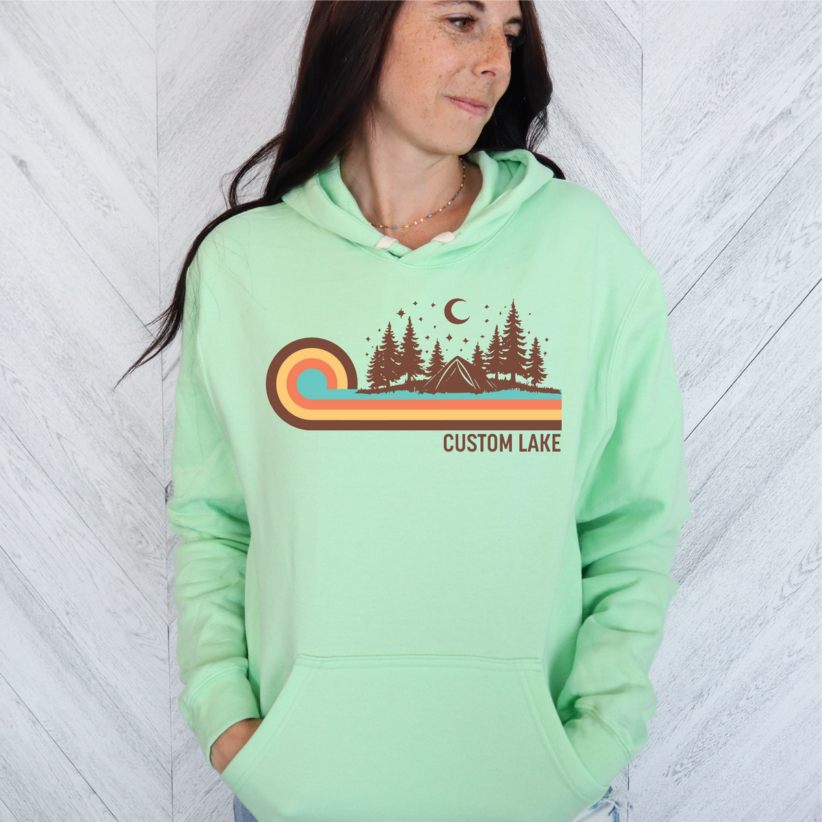 Retro 70s Camping Unisex Hoodie | Lake Apparel-1