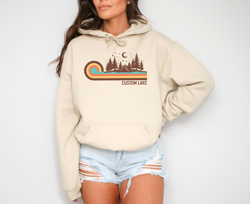 Retro 70s Camping Unisex Hoodie | Lake Apparel-3