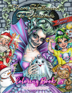 From Halloween to Christmas Special Grayscale Coloring Book 5-1
