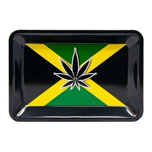 Bandeja Pequeña de Liar Hoja de Marihuana con Bandera Rasta