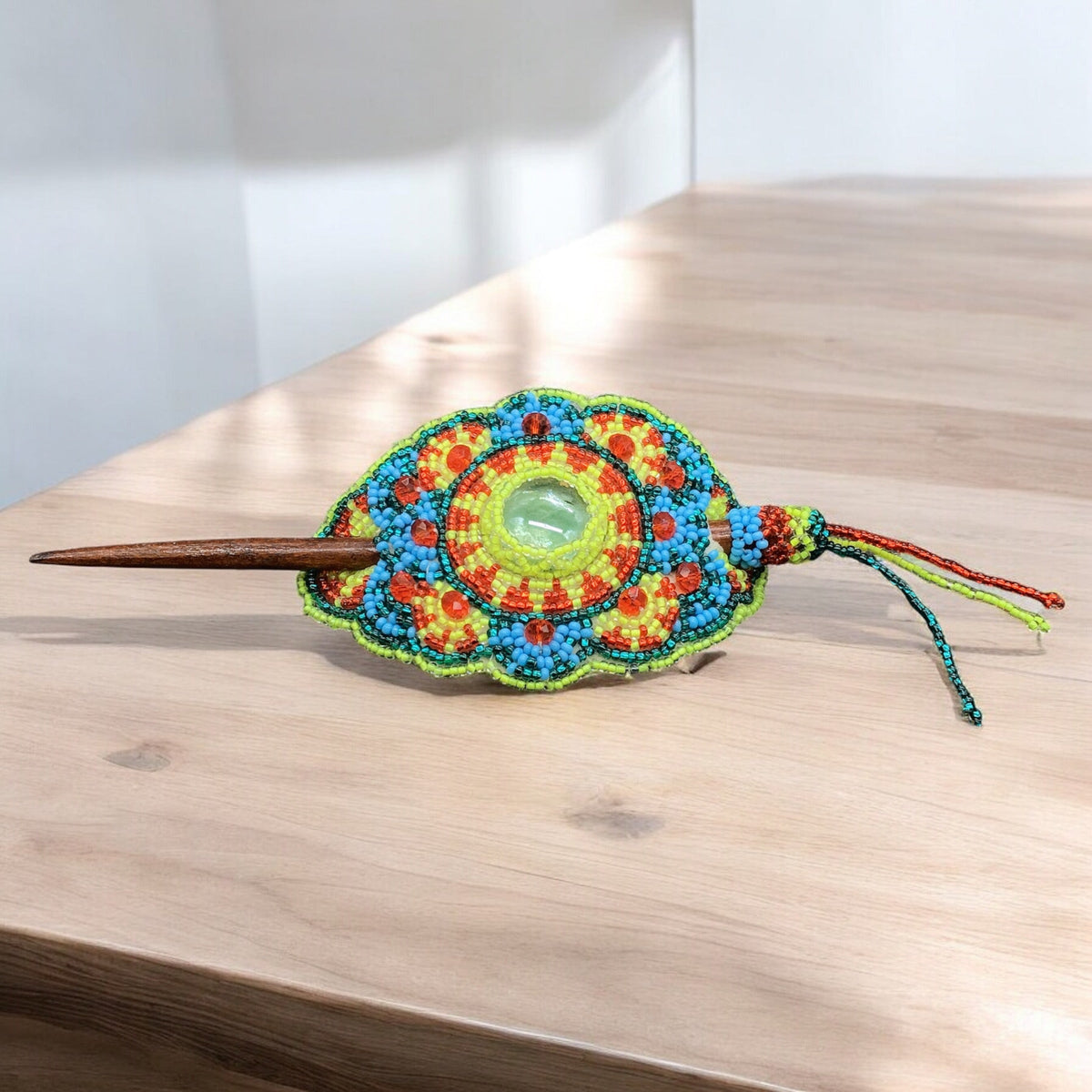 Multicolor Barrette light green W/ Red(33)-1