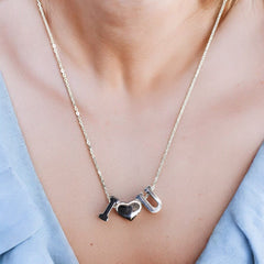 I Love U Stainless Steel Necklace Pendants With Long Chain-1