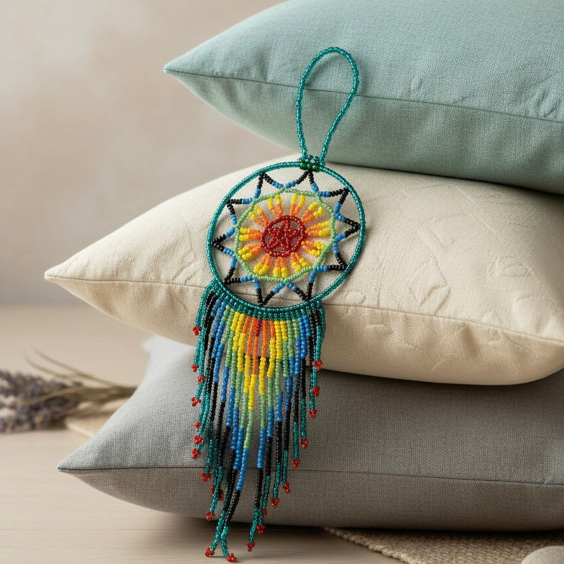 Green, yellow, red Celestial Beaded Handmade Dreamcatcher-1