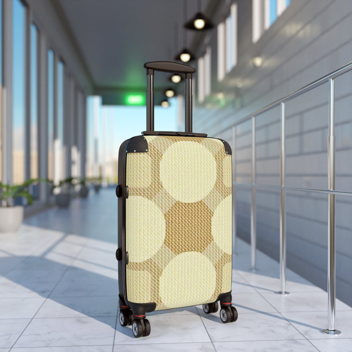 Retro Beige Circle Pattern Suitcase – Vintage Geometric Carry-On Luggage-4
