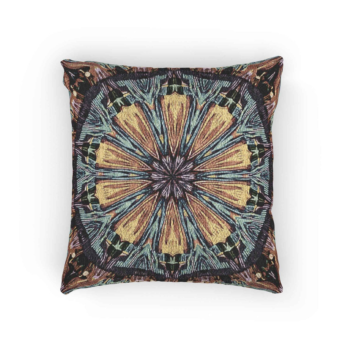 Geometric Mandala Woven Pillow | Boho Tile Decorative Cushion-1