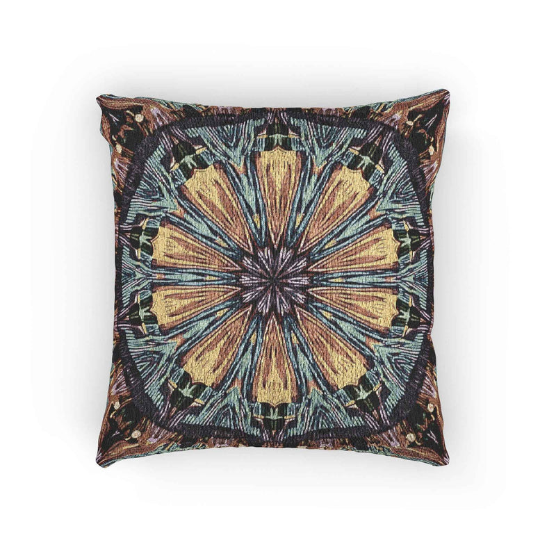Geometric Mandala Woven Pillow | Boho Tile Decorative Cushion-1