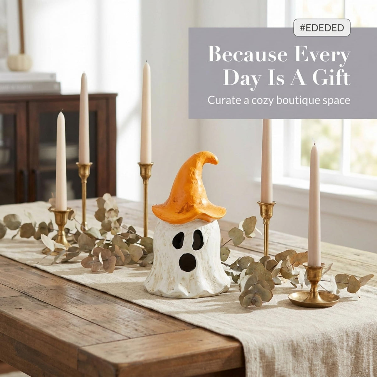 Mud Pie Halloween Lantern, Orange Ghost Witch Lantern, 3.75 x 6.75 Inch-7