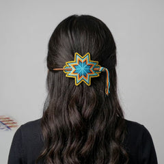 Blue Handmade Beaded Star Barrette-7