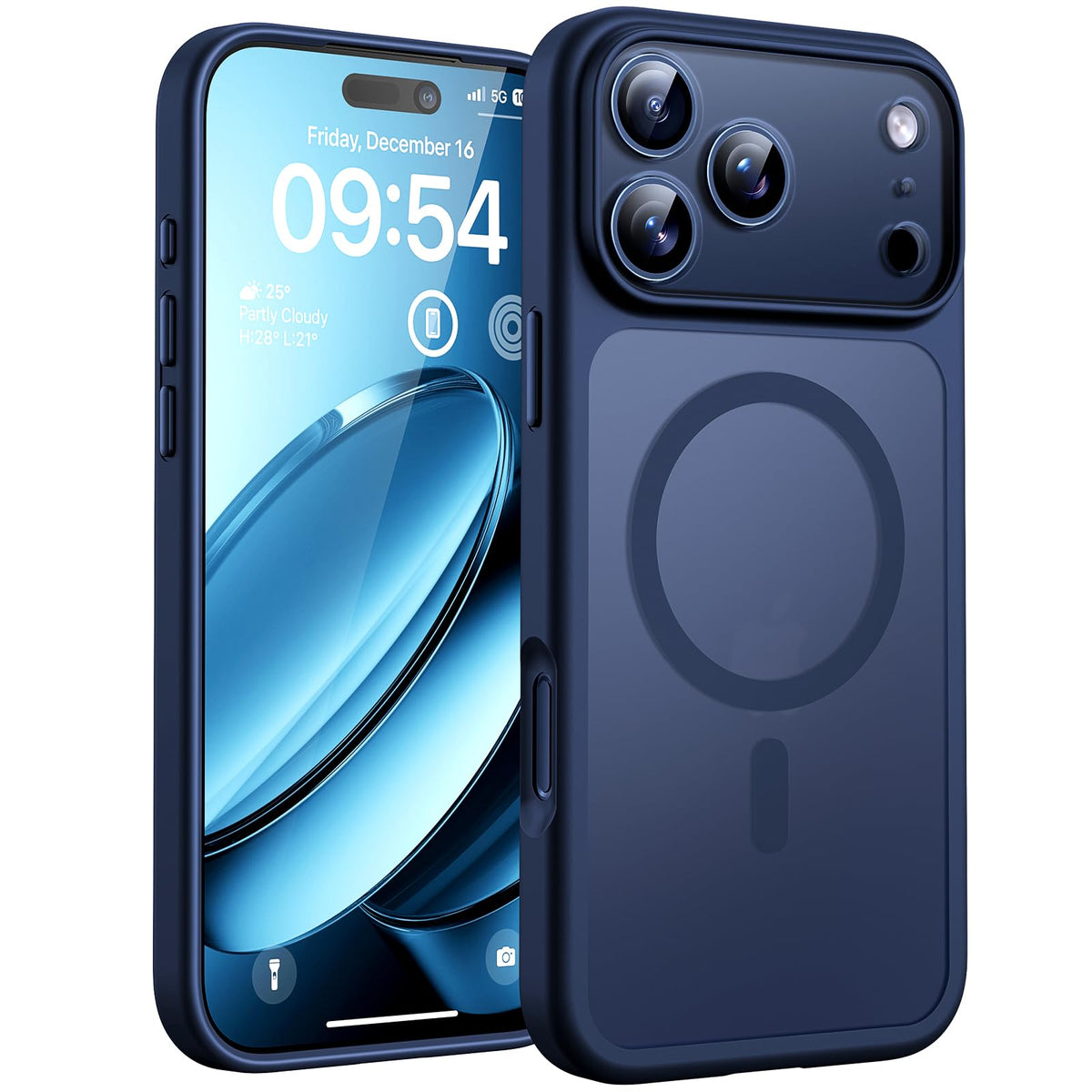 TOCOL Case for Phone 17 Pro Max, Full Camera Protection, Built-in Magnets, Compatible with Magsafe, Drop Protection, Translucent Matte Phone Case for 17 ProMax 6.9 inch (Dark Blue)