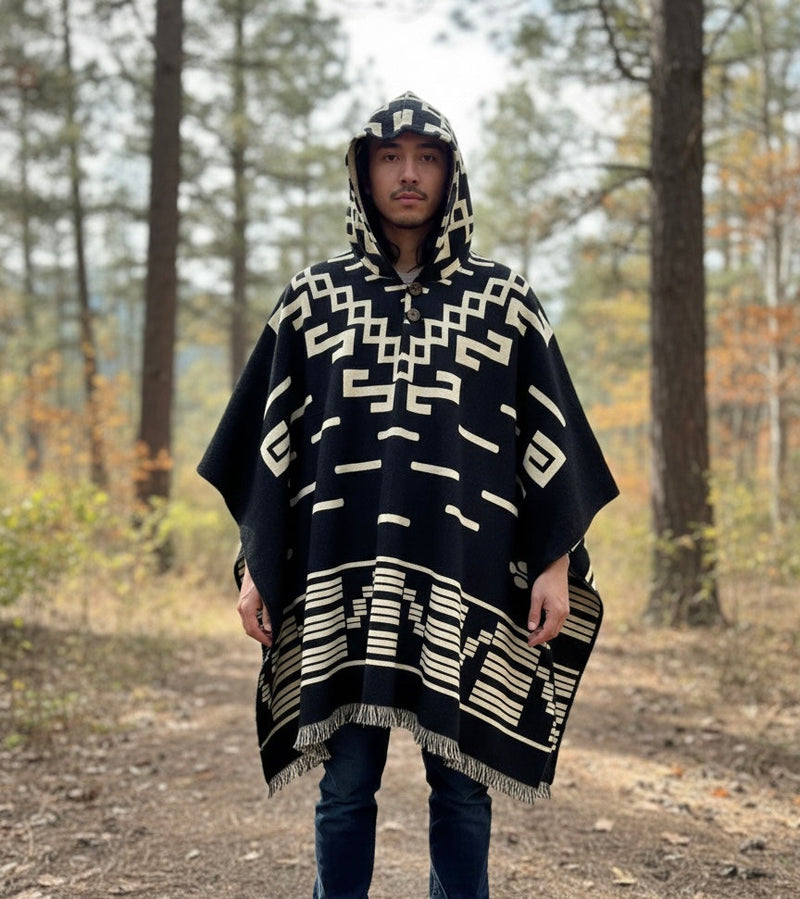 Southwestern style HandMade Wool Poncho-2
