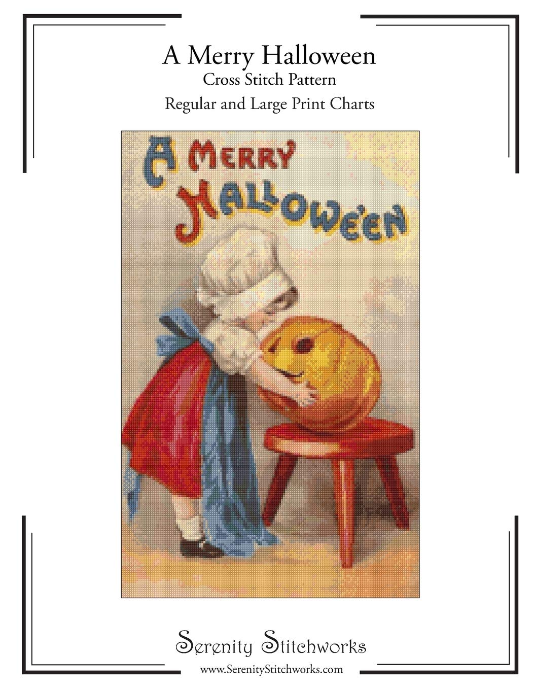 A Merry Halloween Cross Stitch Pattern: Regular and Large Print Cross Stitch Pattern-1