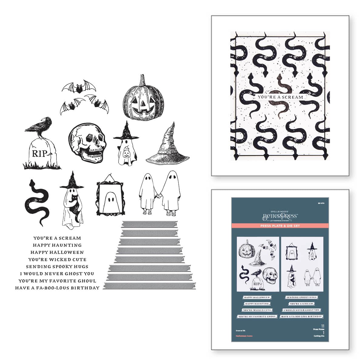 Spellbinders Halloween Icons Press Plates, Metal-2