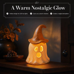 Mud Pie Halloween Lantern, Orange Ghost Witch Lantern, 3.75 x 6.75 Inch-5