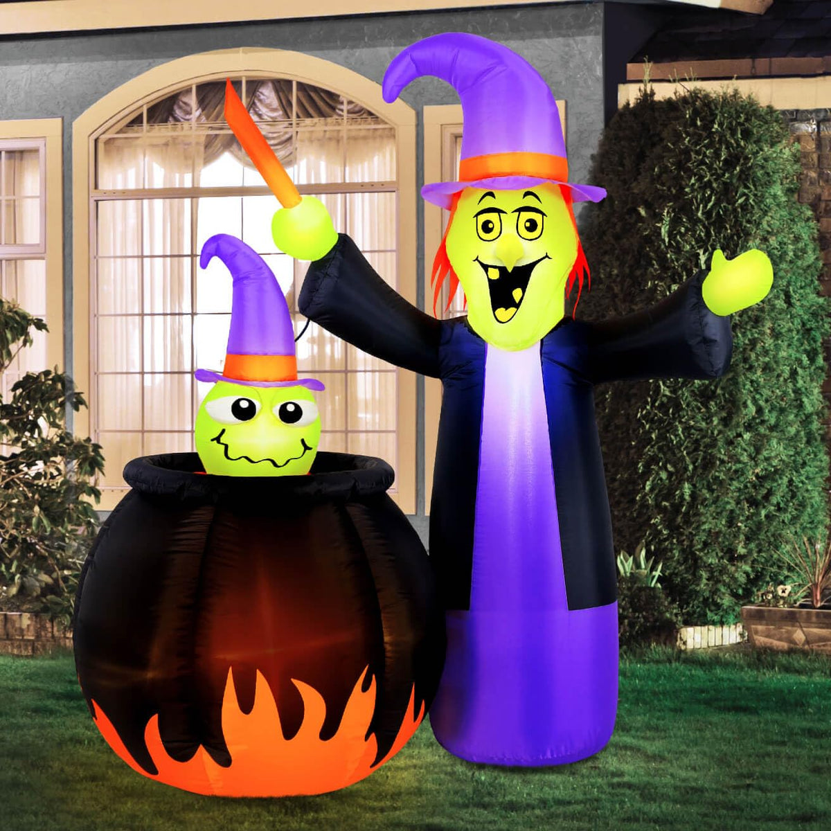Occasions Halloween 5 Foot Inflatable Animated Witch with Cauldron-2