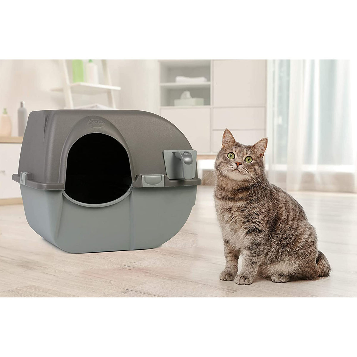Omega Paw Self Cleaning Cat Litter Box, Roll 'N Clean Litter Box, Large Size for Large Cats and Multiple Cat Households, Brown Color, Model RA20 🍁 All In One Marketplace Canada