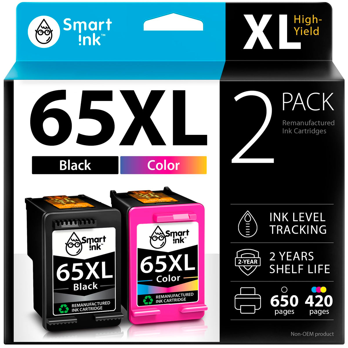Smart Ink Remanufactured Ink Cartridges Replacement for HP 65 XL HP 65XL (Black & Color 2 Combo Pack) for DeskJet 3755 2600 2625 2652 2655 3700 3720 3752 3772 Envy 5000 5010 5052 5055 Printer Series 🍁 All In One Marketplace Canada