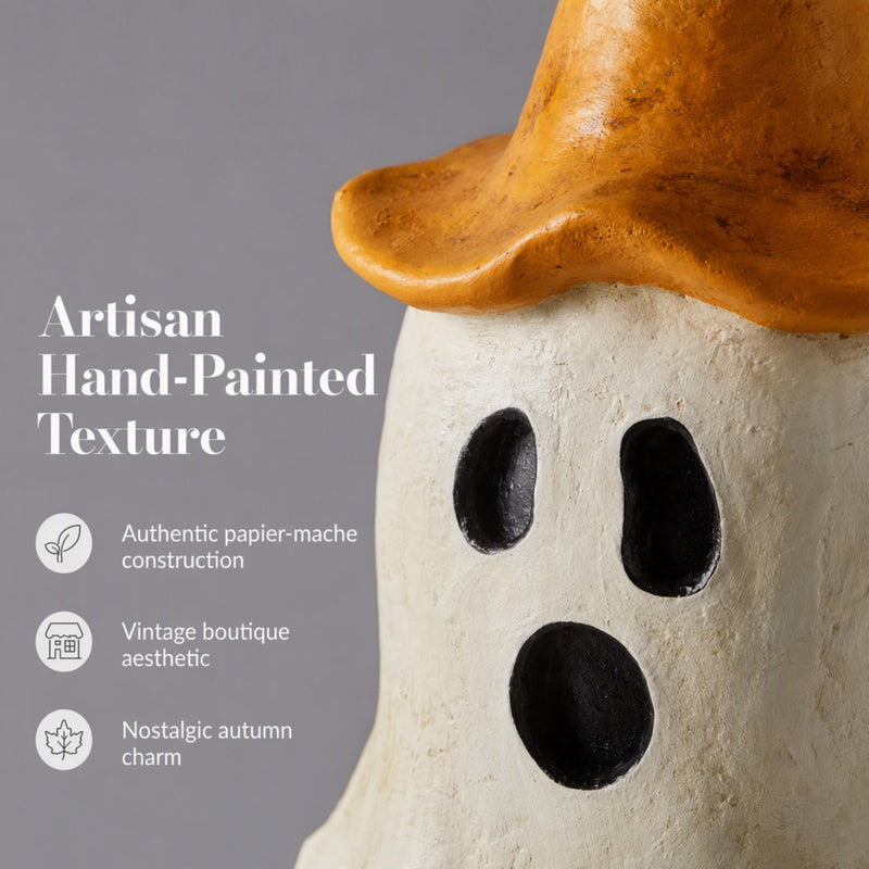 Mud Pie Halloween Lantern, Orange Ghost Witch Lantern, 3.75 x 6.75 Inch-3