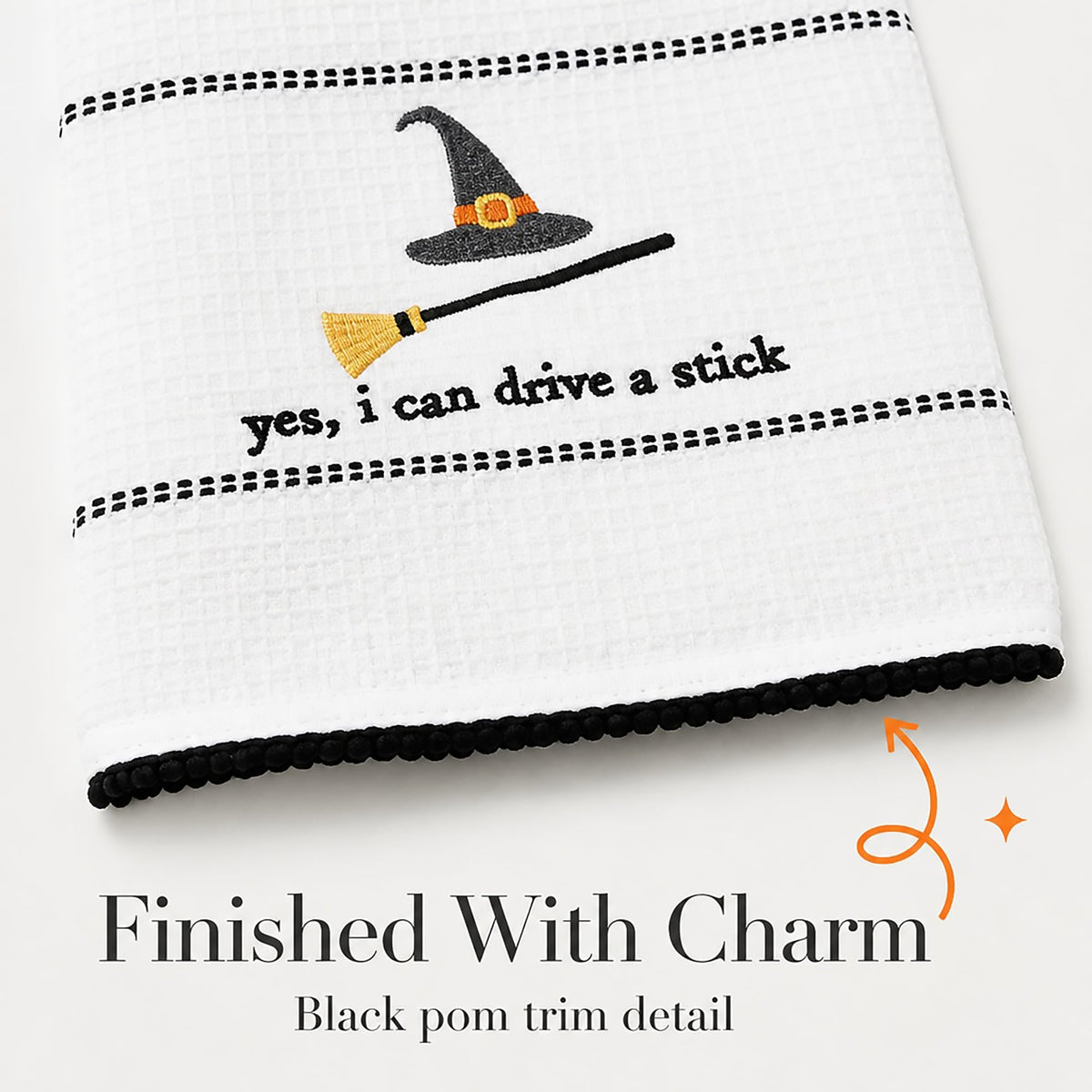 Mud Pie Halloween Towel, Drive Stick, 16 1/2" x 26"-5