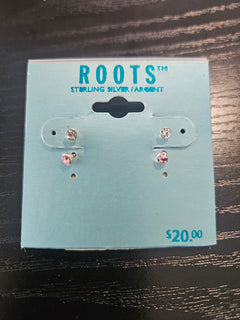 ROOTS Sterling Silver Stone Stud Earrings Set (2 Pairs)-1