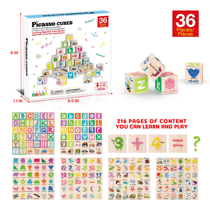 PicassoTiles 36pc 1" Magnetic Cubes Set - Ages 3+-3