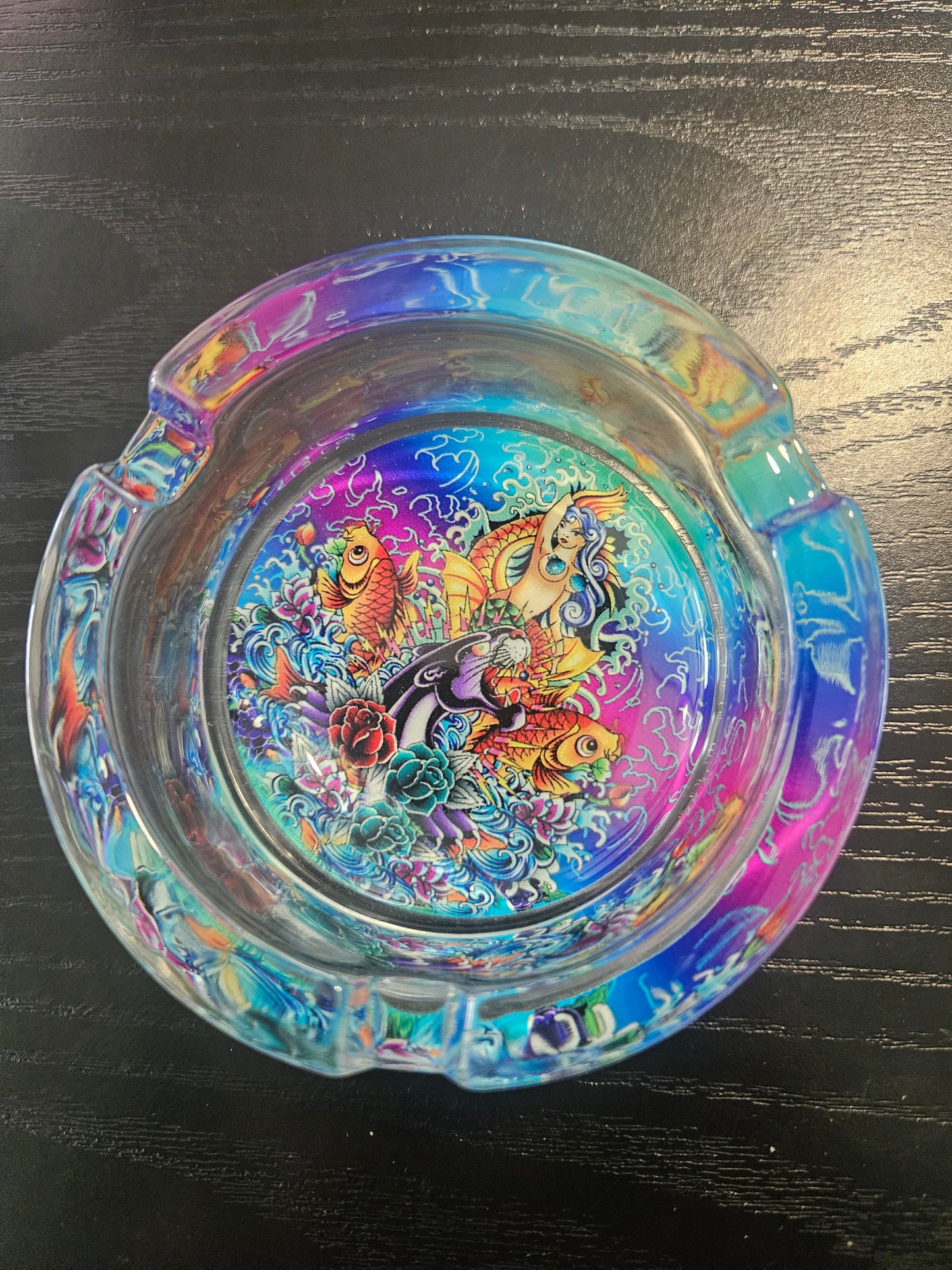 Round Glass Ashtray Panther in the Sea