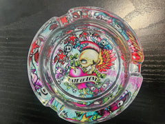 Round Glass Ashtray Hate or Love-1