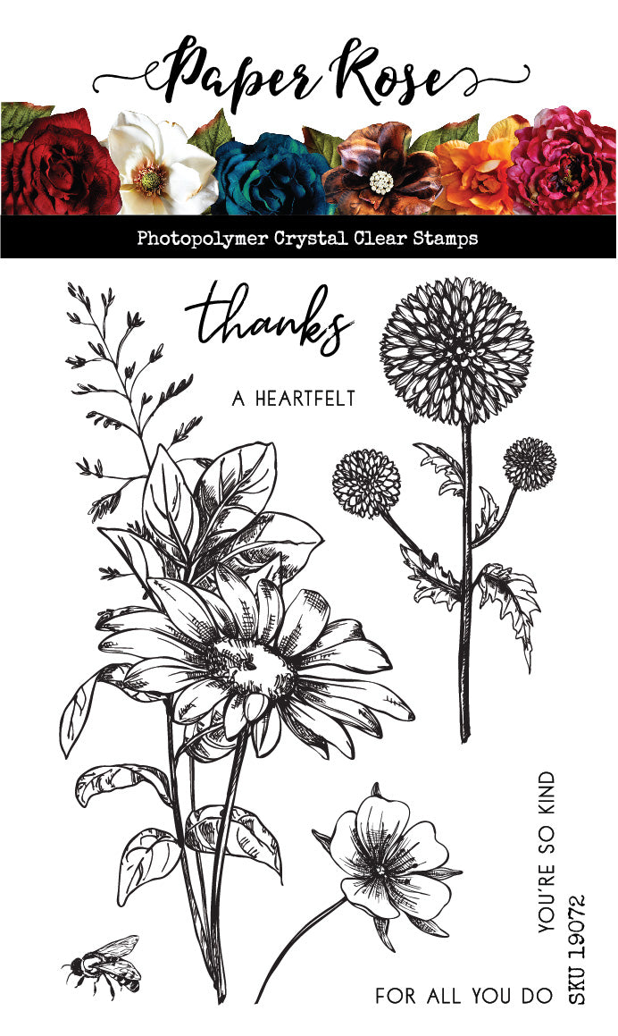 Sketchy Floral - Thanks 4x6" Clear Stamp Set 19072-1