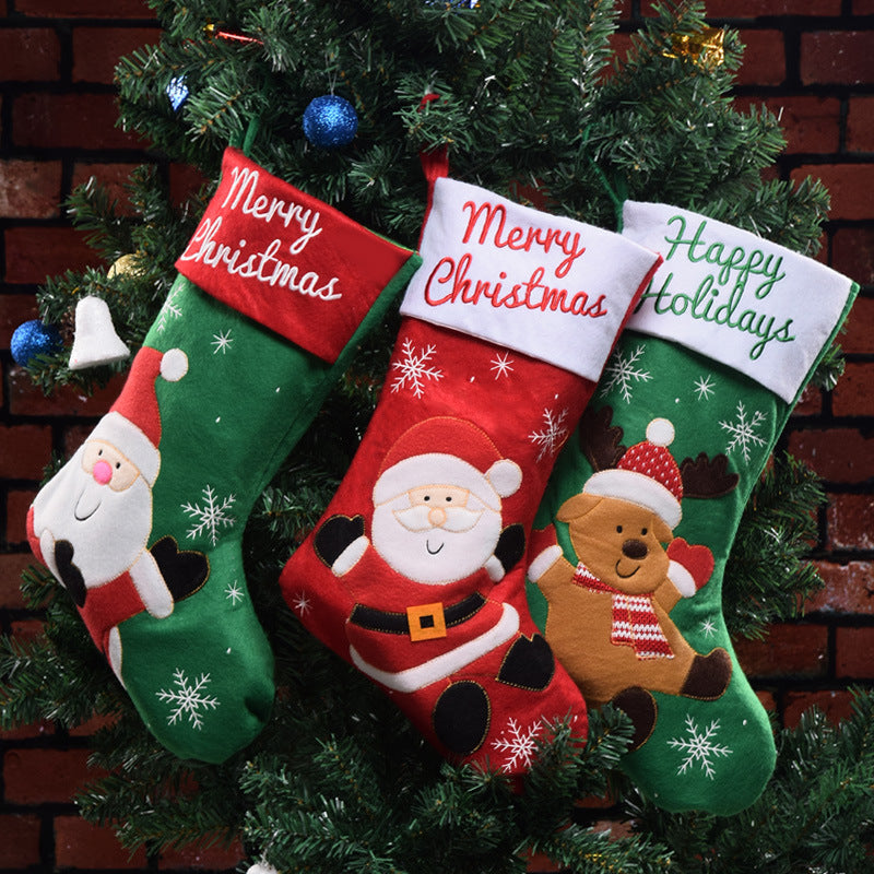 Christmas Stocking Pendant – Elk & Santa Hanging Decoration-3