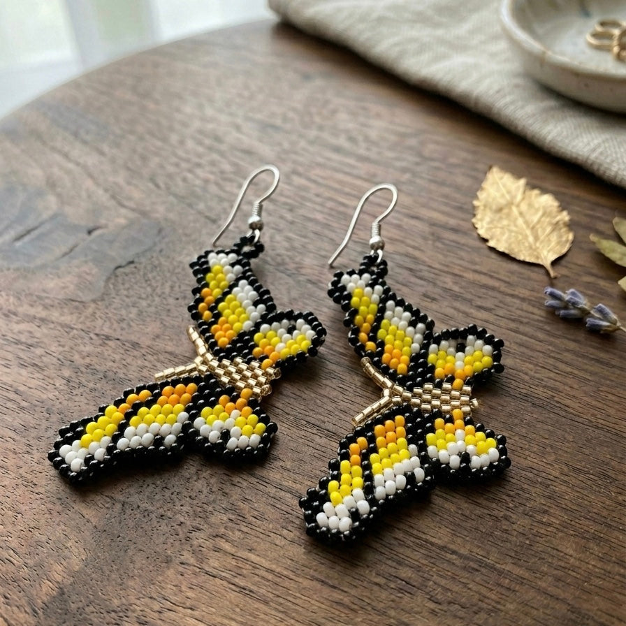 Multicolour Butterfly Beaded Earrings-4