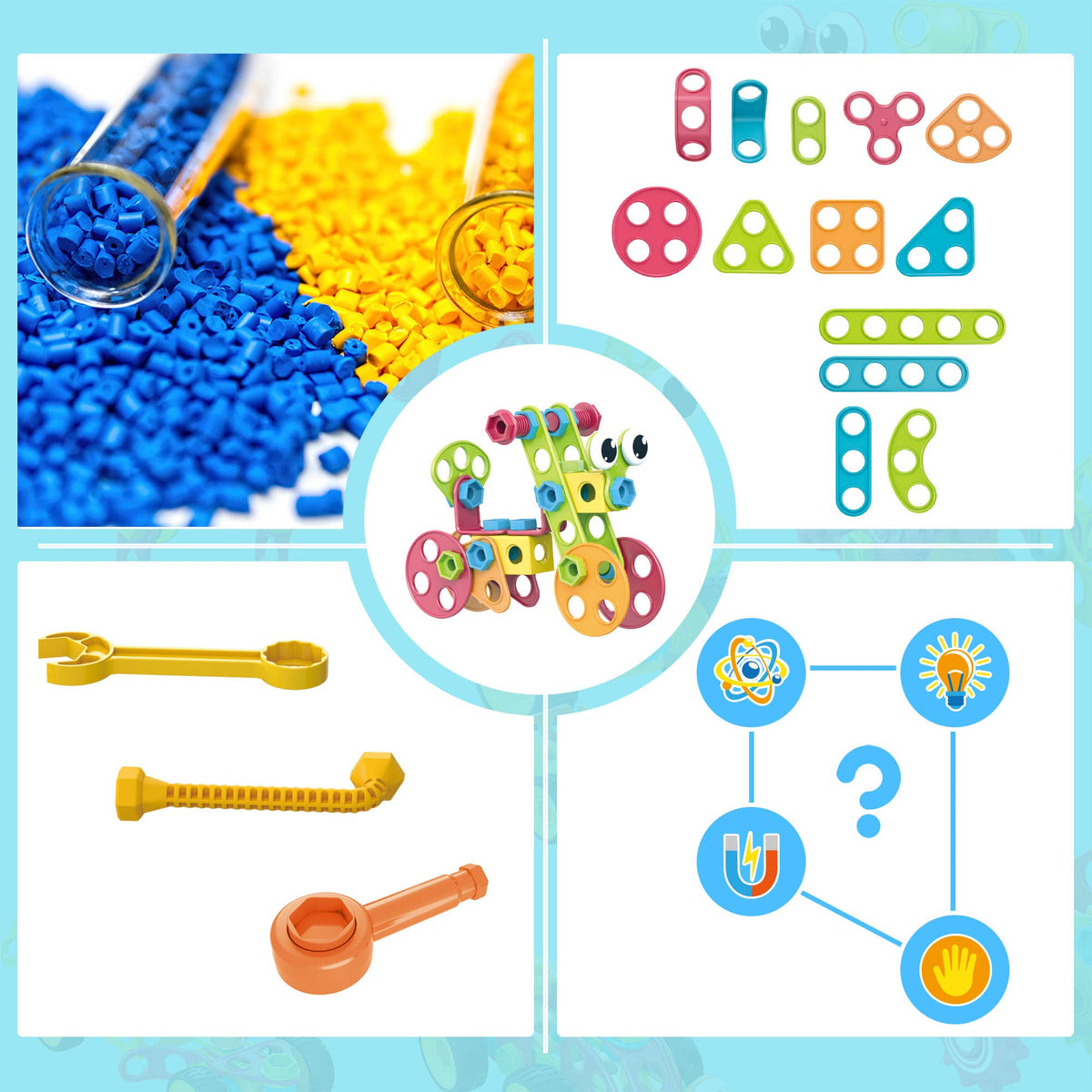 PicassoTiles - PicassoTiles 115pc Engineering Construction Set - Ages 3+-6