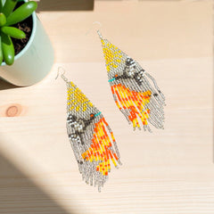 Silver Sky Dancer Beaded Earrings-3
