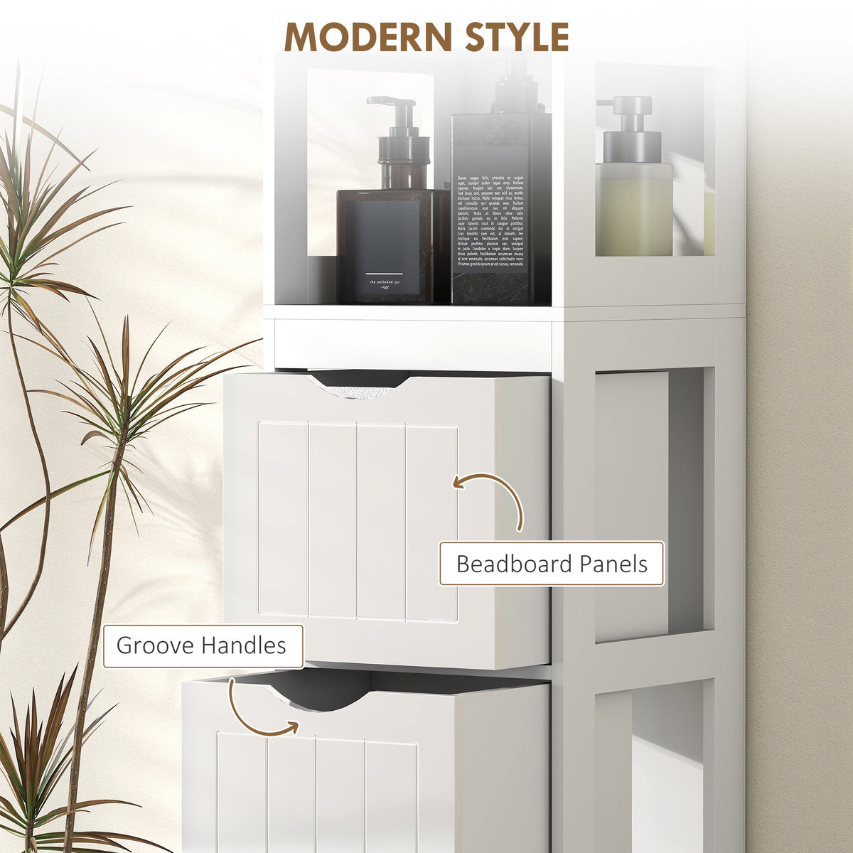 Slim Bathroom Cabinet with 3 Drawers & 2 Shelves-7