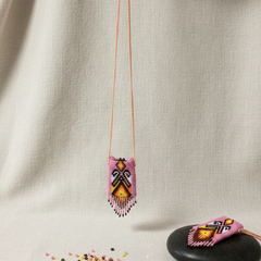 Handcrafted Beaded Medicine Bag- Pink-3